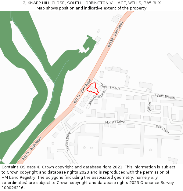 2, KNAPP HILL CLOSE, SOUTH HORRINGTON VILLAGE, WELLS, BA5 3HX: Location map and indicative extent of plot