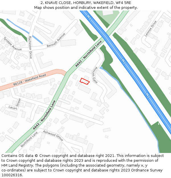 2, KNAVE CLOSE, HORBURY, WAKEFIELD, WF4 5RE: Location map and indicative extent of plot