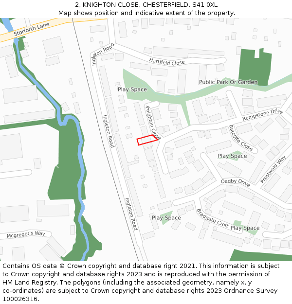 2, KNIGHTON CLOSE, CHESTERFIELD, S41 0XL: Location map and indicative extent of plot