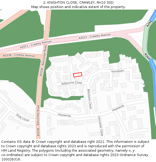 2, KNIGHTON CLOSE, CRAWLEY, RH10 3SD: Location map and indicative extent of plot