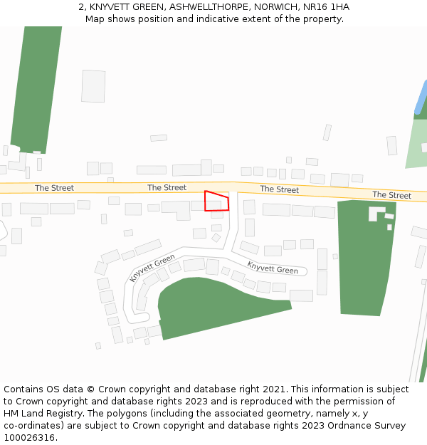 2, KNYVETT GREEN, ASHWELLTHORPE, NORWICH, NR16 1HA: Location map and indicative extent of plot