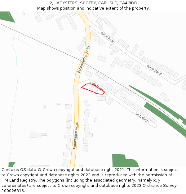 2, LADYSTEPS, SCOTBY, CARLISLE, CA4 8DD: Location map and indicative extent of plot