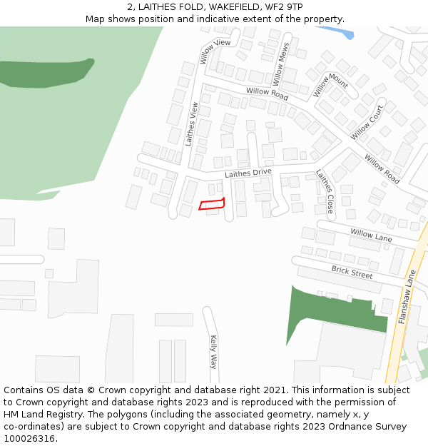 2, LAITHES FOLD, WAKEFIELD, WF2 9TP: Location map and indicative extent of plot