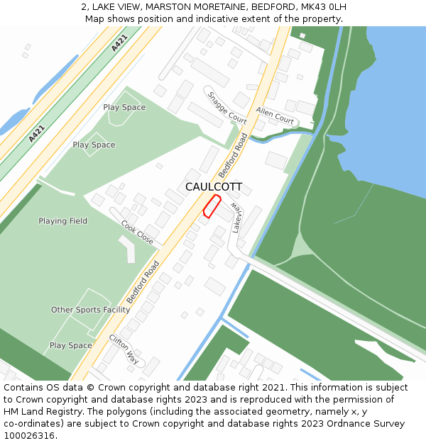 2, LAKE VIEW, MARSTON MORETAINE, BEDFORD, MK43 0LH: Location map and indicative extent of plot