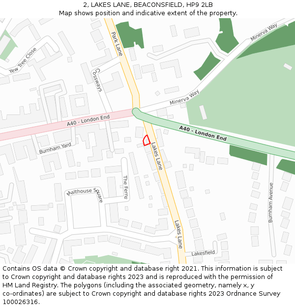 2, LAKES LANE, BEACONSFIELD, HP9 2LB: Location map and indicative extent of plot