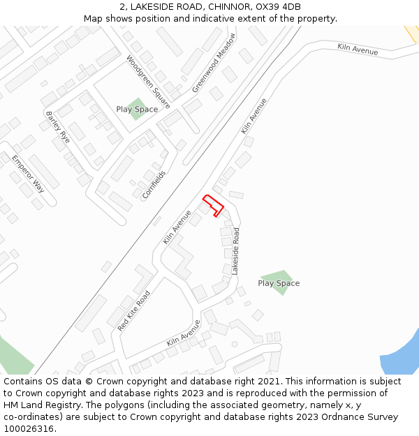 2, LAKESIDE ROAD, CHINNOR, OX39 4DB: Location map and indicative extent of plot