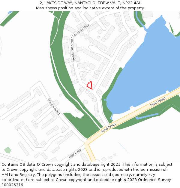 2, LAKESIDE WAY, NANTYGLO, EBBW VALE, NP23 4AL: Location map and indicative extent of plot