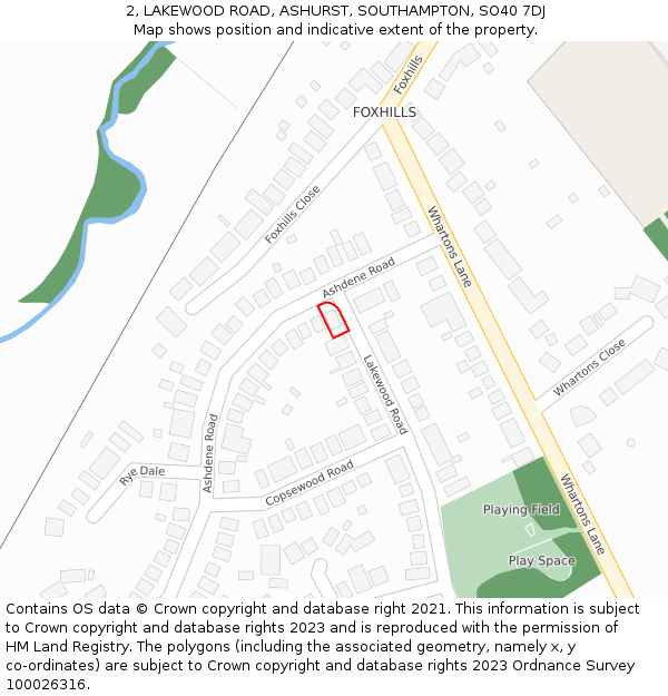 2, LAKEWOOD ROAD, ASHURST, SOUTHAMPTON, SO40 7DJ: Location map and indicative extent of plot