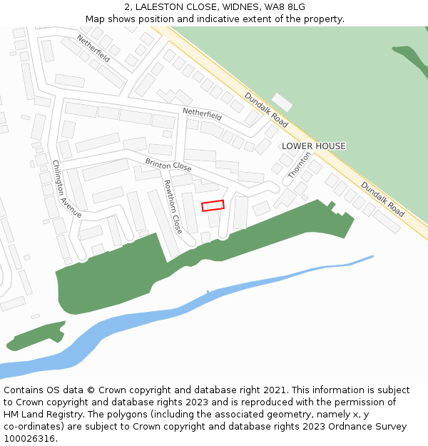 2, LALESTON CLOSE, WIDNES, WA8 8LG: Location map and indicative extent of plot