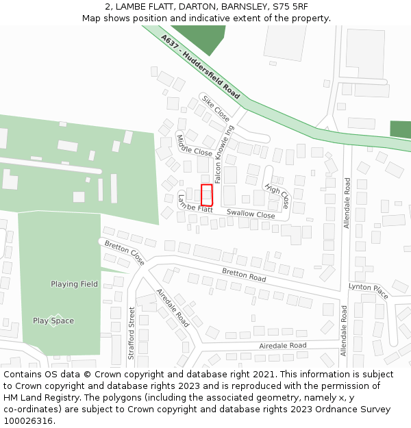 2, LAMBE FLATT, DARTON, BARNSLEY, S75 5RF: Location map and indicative extent of plot