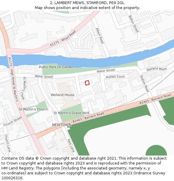 2, LAMBERT MEWS, STAMFORD, PE9 2GL: Location map and indicative extent of plot