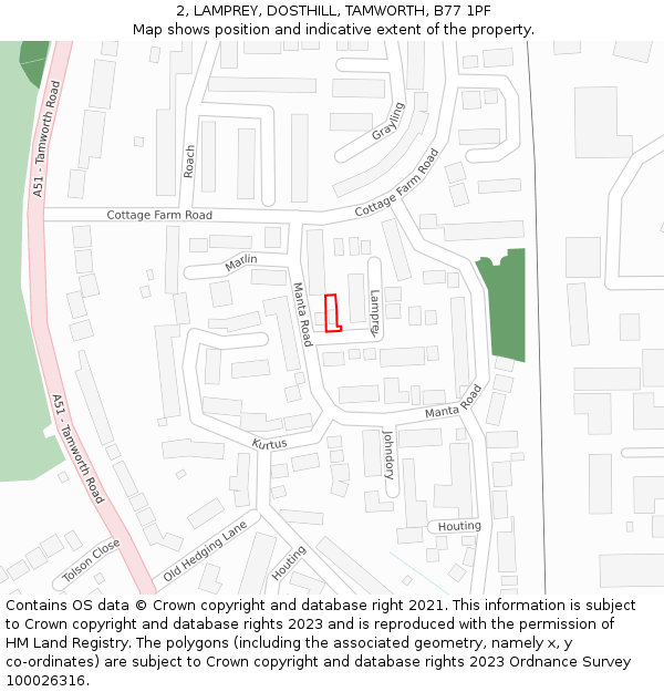 2, LAMPREY, DOSTHILL, TAMWORTH, B77 1PF: Location map and indicative extent of plot