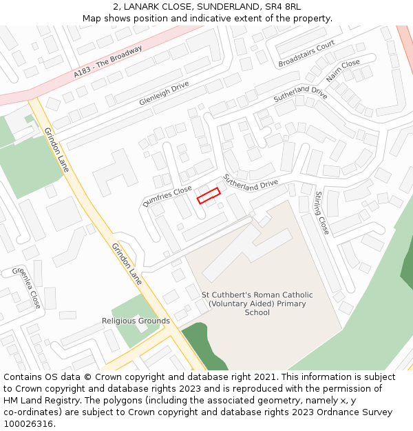 2, LANARK CLOSE, SUNDERLAND, SR4 8RL: Location map and indicative extent of plot