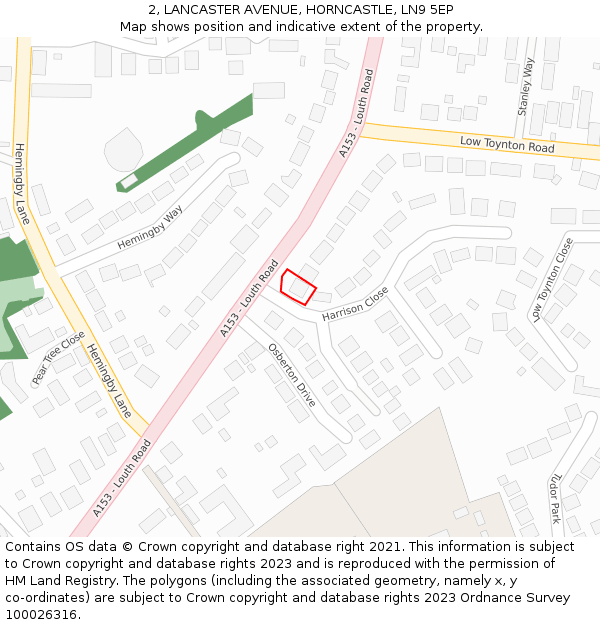 2, LANCASTER AVENUE, HORNCASTLE, LN9 5EP: Location map and indicative extent of plot