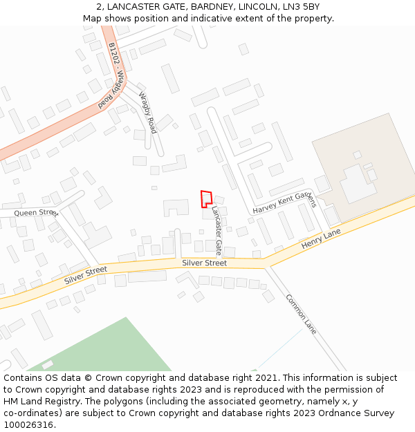 2, LANCASTER GATE, BARDNEY, LINCOLN, LN3 5BY: Location map and indicative extent of plot