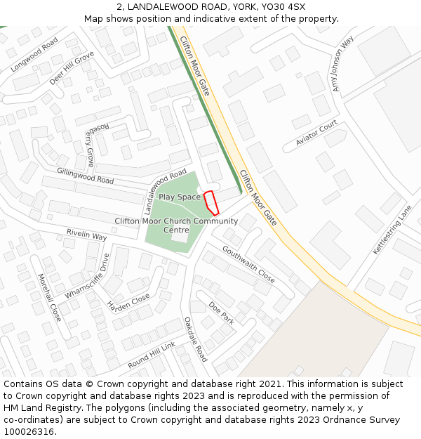 2, LANDALEWOOD ROAD, YORK, YO30 4SX: Location map and indicative extent of plot