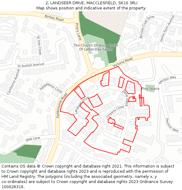 2, LANDSEER DRIVE, MACCLESFIELD, SK10 3RU: Location map and indicative extent of plot