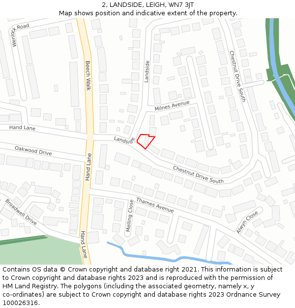 2, LANDSIDE, LEIGH, WN7 3JT: Location map and indicative extent of plot