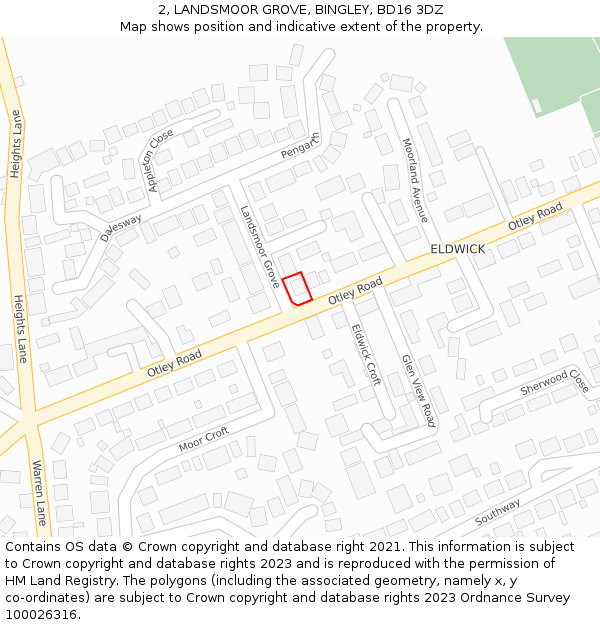 2, LANDSMOOR GROVE, BINGLEY, BD16 3DZ: Location map and indicative extent of plot