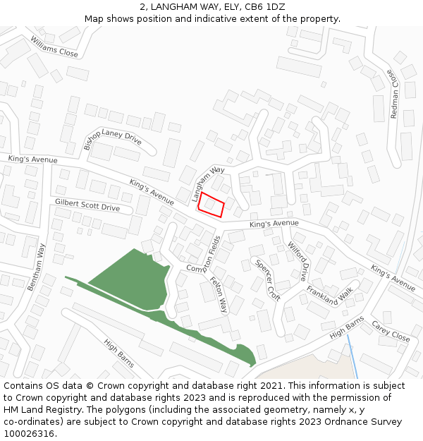 2, LANGHAM WAY, ELY, CB6 1DZ: Location map and indicative extent of plot