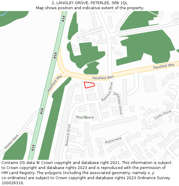 2, LANGLEY GROVE, PETERLEE, SR8 1QL: Location map and indicative extent of plot