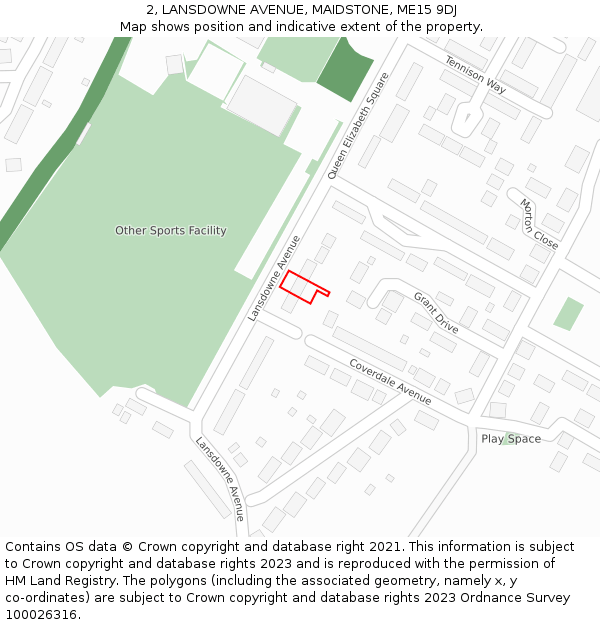 2, LANSDOWNE AVENUE, MAIDSTONE, ME15 9DJ: Location map and indicative extent of plot