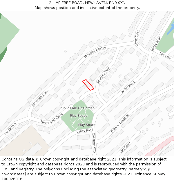 2, LAPIERRE ROAD, NEWHAVEN, BN9 9XN: Location map and indicative extent of plot