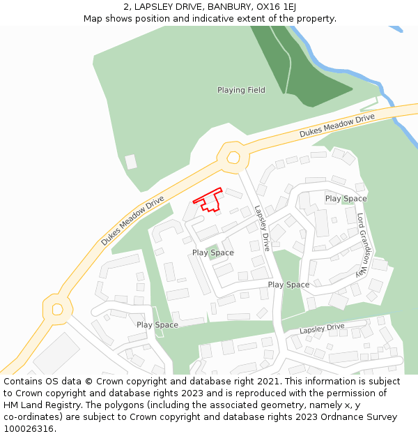 2, LAPSLEY DRIVE, BANBURY, OX16 1EJ: Location map and indicative extent of plot