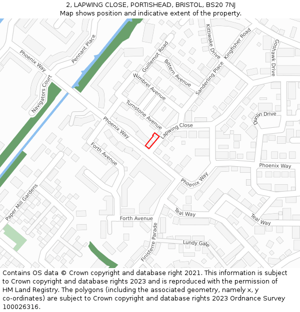 2, LAPWING CLOSE, PORTISHEAD, BRISTOL, BS20 7NJ: Location map and indicative extent of plot