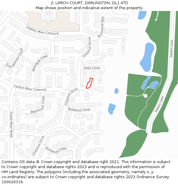 2, LARCH COURT, DARLINGTON, DL1 4TD: Location map and indicative extent of plot