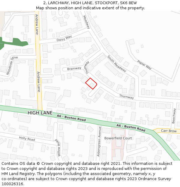 2, LARCHWAY, HIGH LANE, STOCKPORT, SK6 8EW: Location map and indicative extent of plot