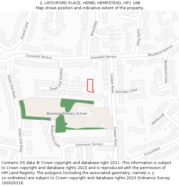 2, LATCHFORD PLACE, HEMEL HEMPSTEAD, HP1 1AB: Location map and indicative extent of plot