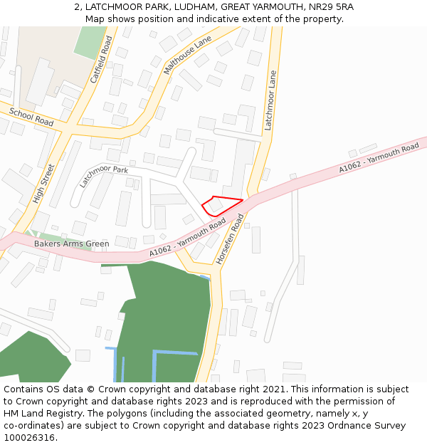 2, LATCHMOOR PARK, LUDHAM, GREAT YARMOUTH, NR29 5RA: Location map and indicative extent of plot