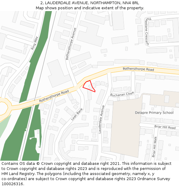 2, LAUDERDALE AVENUE, NORTHAMPTON, NN4 8RL: Location map and indicative extent of plot