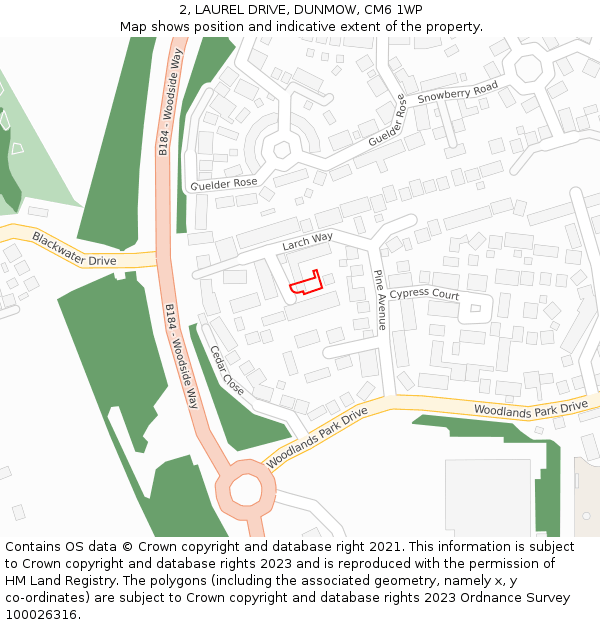 2, LAUREL DRIVE, DUNMOW, CM6 1WP: Location map and indicative extent of plot