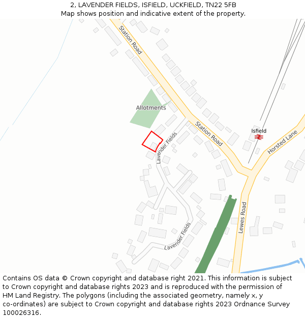 2, LAVENDER FIELDS, ISFIELD, UCKFIELD, TN22 5FB: Location map and indicative extent of plot