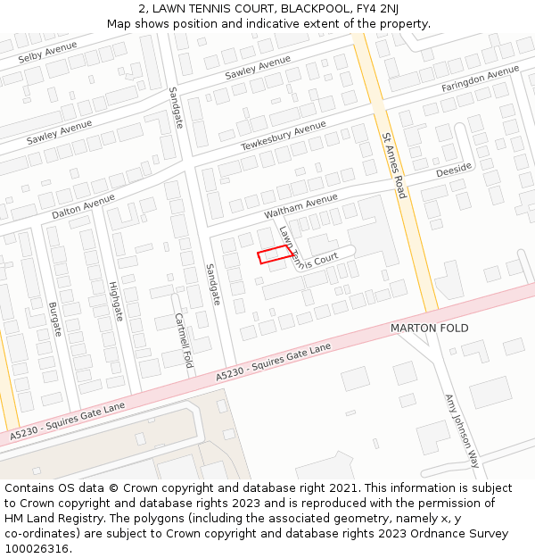 2, LAWN TENNIS COURT, BLACKPOOL, FY4 2NJ: Location map and indicative extent of plot