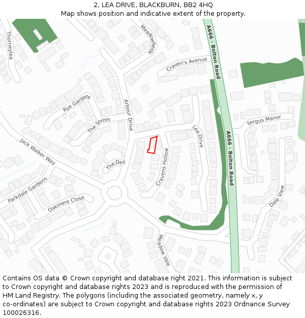 2, LEA DRIVE, BLACKBURN, BB2 4HQ: Location map and indicative extent of plot