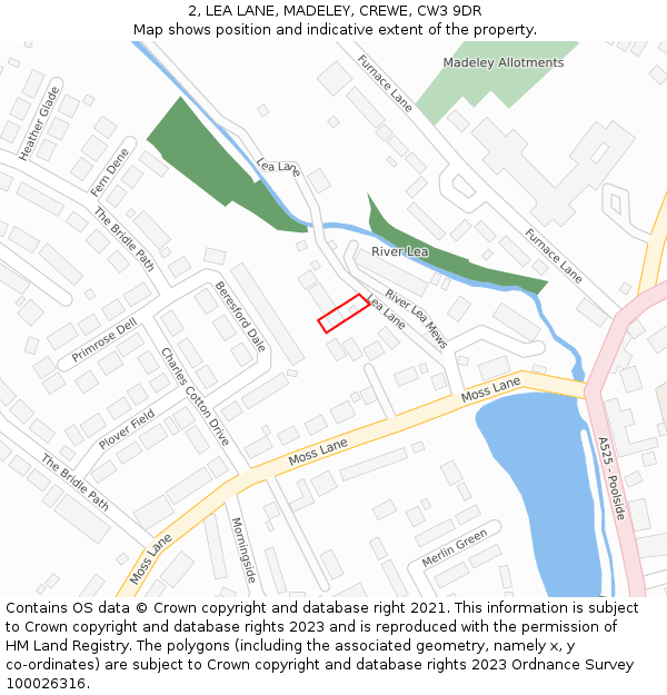 2, LEA LANE, MADELEY, CREWE, CW3 9DR: Location map and indicative extent of plot