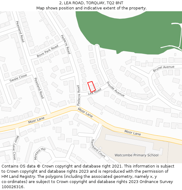 2, LEA ROAD, TORQUAY, TQ2 8NT: Location map and indicative extent of plot