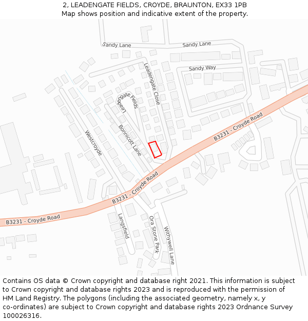 2, LEADENGATE FIELDS, CROYDE, BRAUNTON, EX33 1PB: Location map and indicative extent of plot