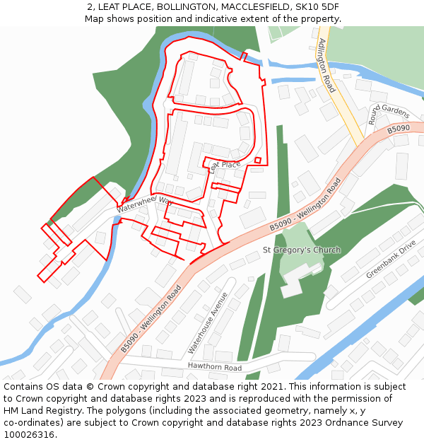 2, LEAT PLACE, BOLLINGTON, MACCLESFIELD, SK10 5DF: Location map and indicative extent of plot
