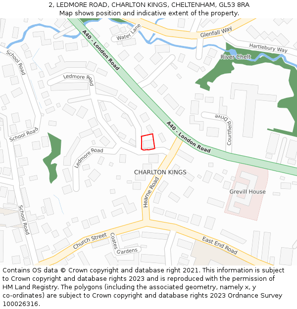 2, LEDMORE ROAD, CHARLTON KINGS, CHELTENHAM, GL53 8RA: Location map and indicative extent of plot