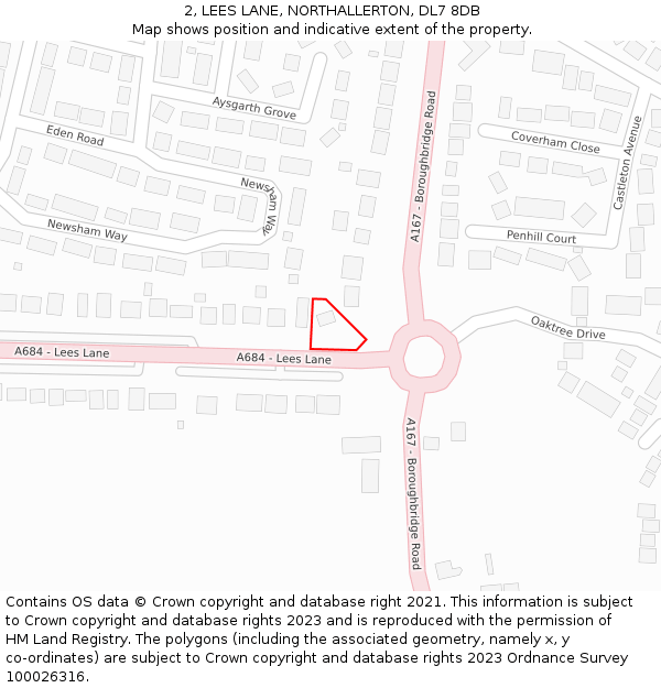 2, LEES LANE, NORTHALLERTON, DL7 8DB: Location map and indicative extent of plot