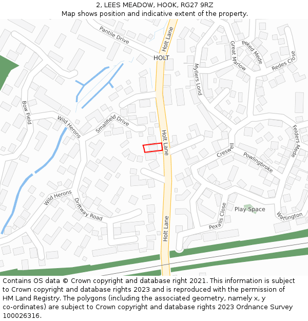 2, LEES MEADOW, HOOK, RG27 9RZ: Location map and indicative extent of plot