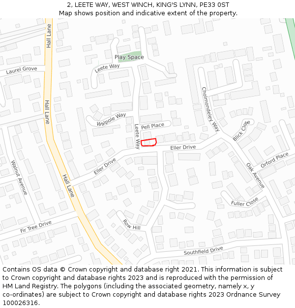 2, LEETE WAY, WEST WINCH, KING'S LYNN, PE33 0ST: Location map and indicative extent of plot