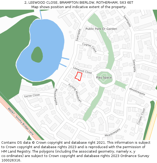 2, LEEWOOD CLOSE, BRAMPTON BIERLOW, ROTHERHAM, S63 6ET: Location map and indicative extent of plot