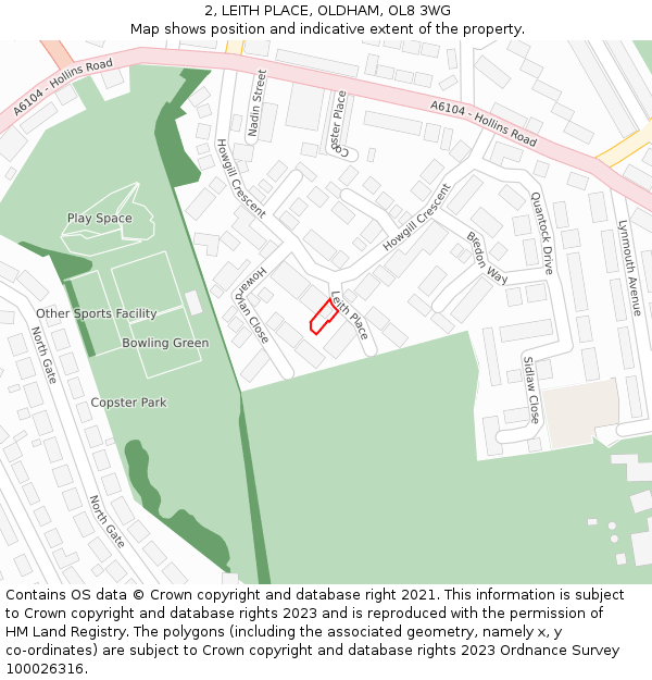 2, LEITH PLACE, OLDHAM, OL8 3WG: Location map and indicative extent of plot