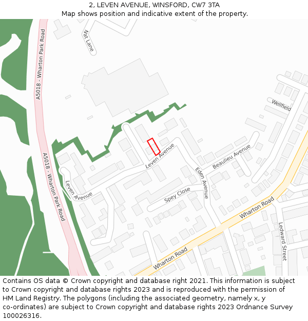 2, LEVEN AVENUE, WINSFORD, CW7 3TA: Location map and indicative extent of plot