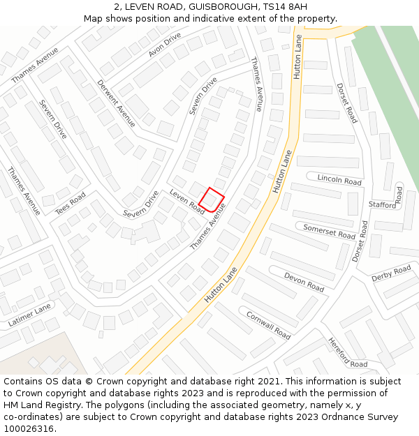 2, LEVEN ROAD, GUISBOROUGH, TS14 8AH: Location map and indicative extent of plot